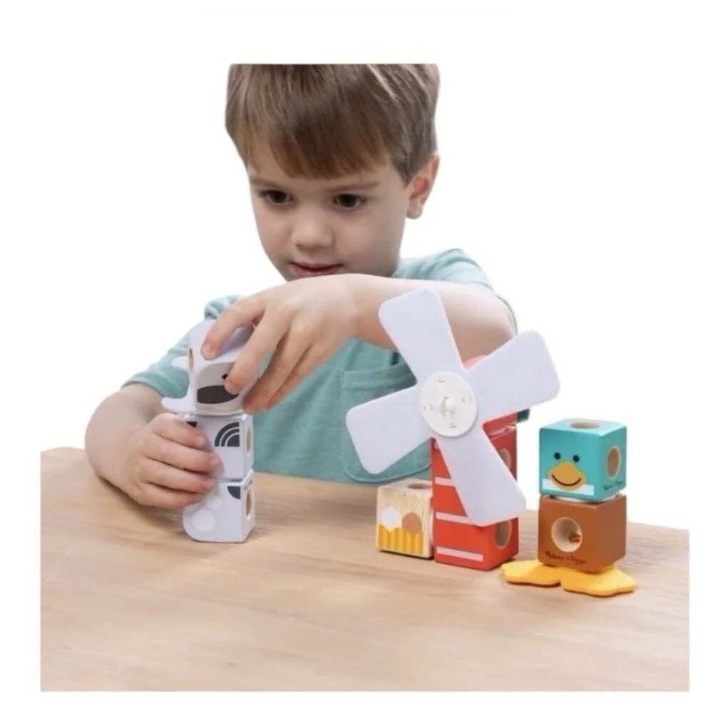 Melissa & Doug Blockables Farm Friends Snap & Play Mix & Match 16 Pieces